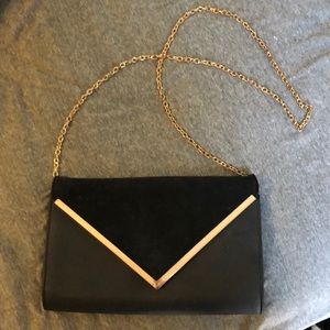 Black and gold chain crossbody purse or clutch